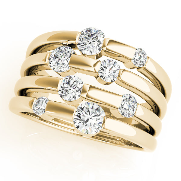 0.53ct Round Cut Diamond Right-Hand Overlap Loop Fashion Ring in 14k Yellow  & White Gold - AlfredAndVincent.com